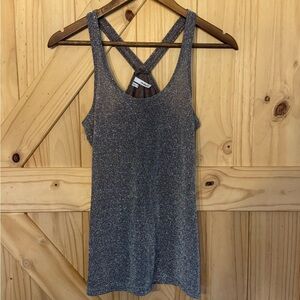 Studio Y Metallic Gray Sparkly Tank Top
